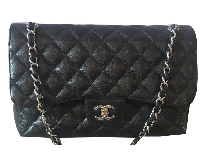 Chanel Jumbo Black Leather  ref.72815