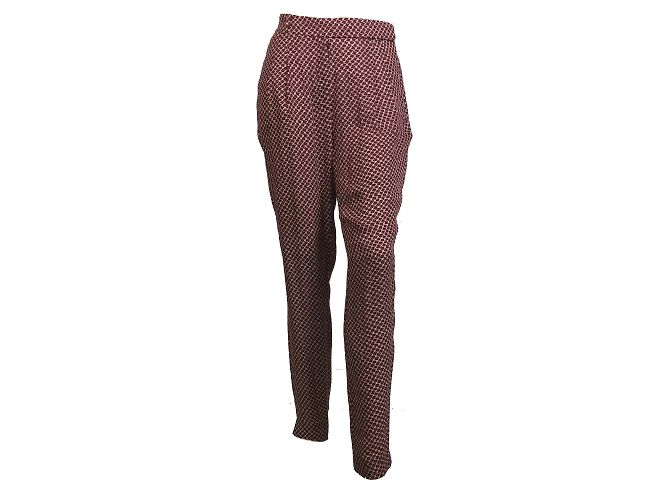 Windsor Calças de seda estampadas Branco Bordeaux