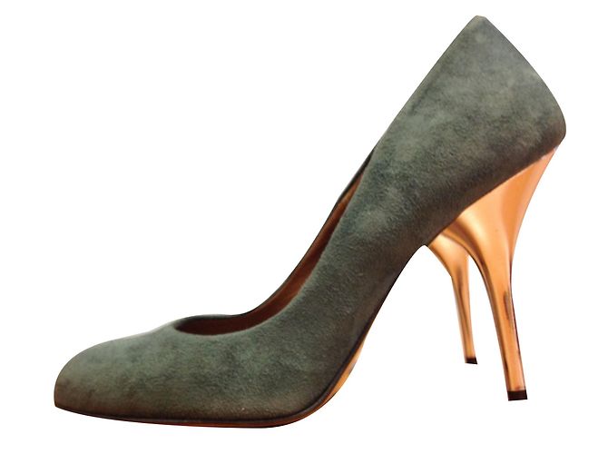 Autre Marque Grüne Pumps aus Hirschleder 9 cm Absatz Größe 38