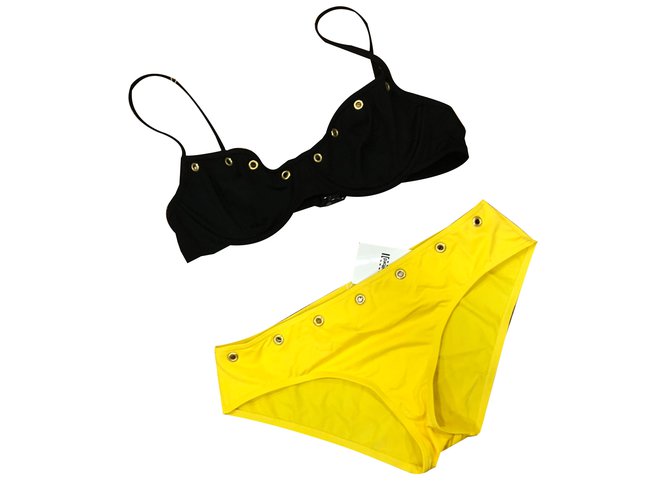 Wolford Two pieces swimsuit Black Yellow Polyester  ref.73029