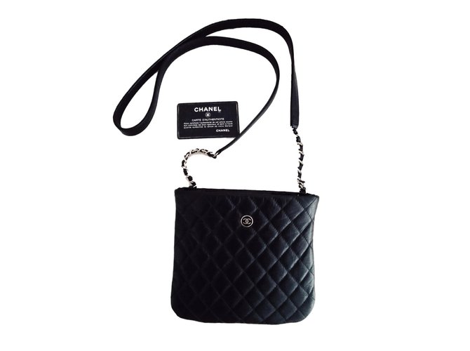 Chanel Clutch-Taschen Schwarz Leder  ref.73079