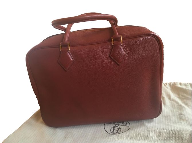 Borsa a mano Hermès Plume in pelle rame