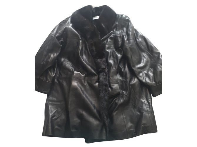 Sprung Frères Coats, Outerwear Black Leather  ref.73100