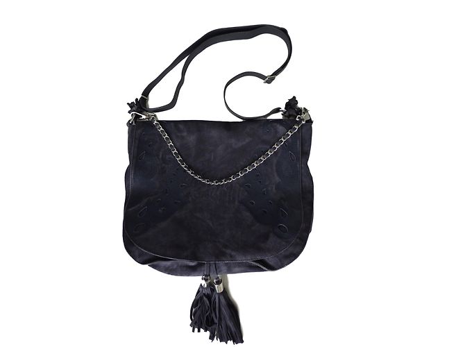 Borsa Messenger Ikks Blu Pelle Effetto Velluto