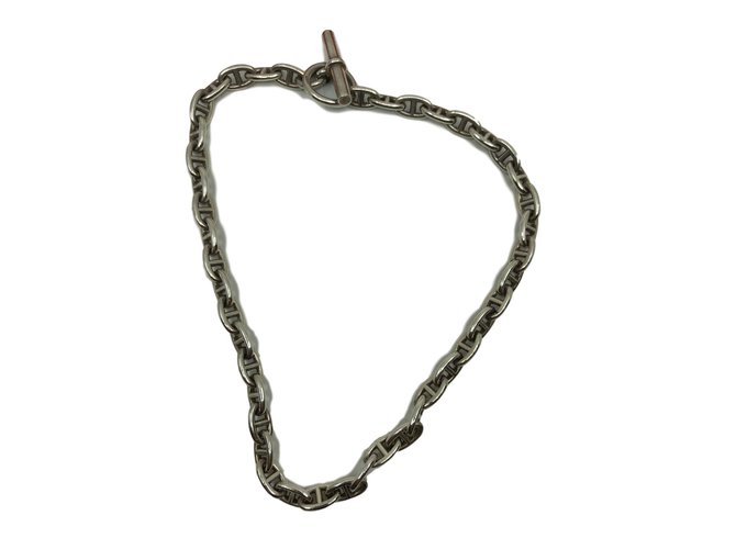 Hermès Chaîne d'Encre necklace Silvery Silver  ref.73139