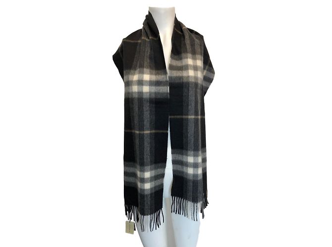 Sciarpa Burberry Black Check in Cashmere