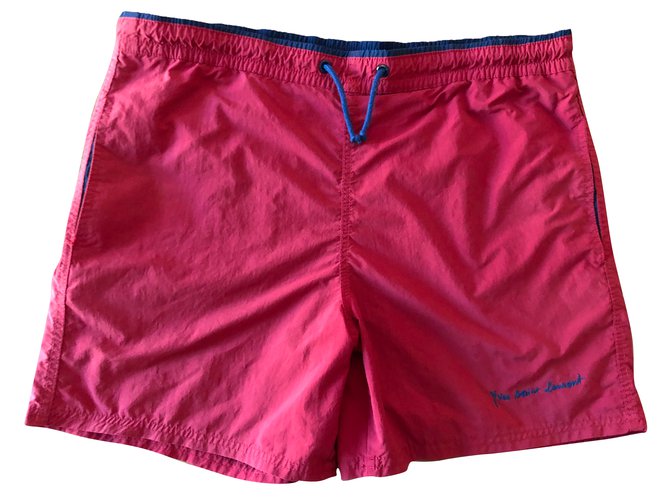 Yves Saint Laurent Men's Shorts Dark red Navy blue Cotton Polyester  ref.73222