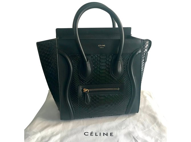 Céline Micro Luggage Black Python  ref.73237