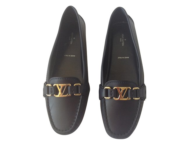 Louis Vuitton Navy Blue Patent Leather Oxford Slip On Loafers Size 39.5 Louis  Vuitton
