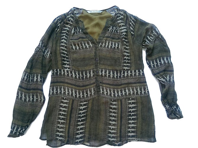 Diane Von Furstenberg Shirt Brown Khaki Silk  ref.73323