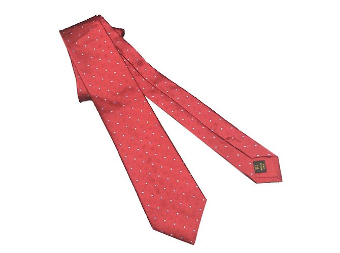 Louis Vuitton Monogram silk tie red
