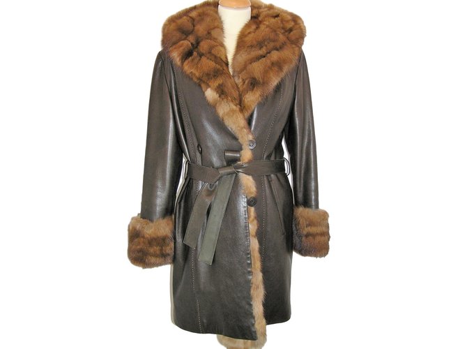 Sam Rone Coats, Outerwear Brown Leather Fur  ref.73353