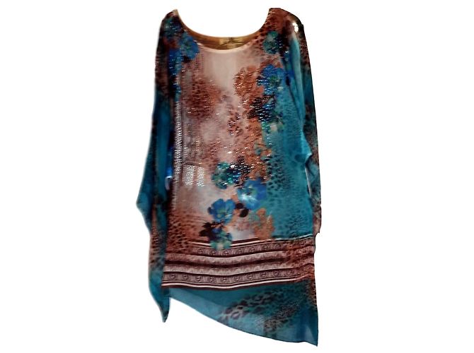 Autre Marque Vestido assimétrico BOHOCHIC com pérolas e strass Multicor