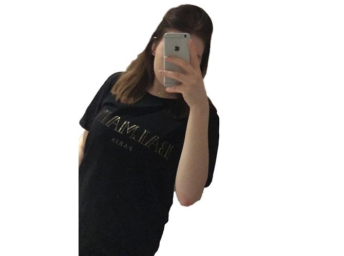 Camiseta Balmain negra de algodón con inscripción dorada Negro