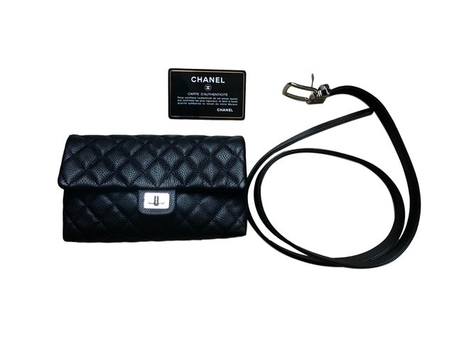 Chanel Clutch-Taschen Schwarz Leder  ref.73506