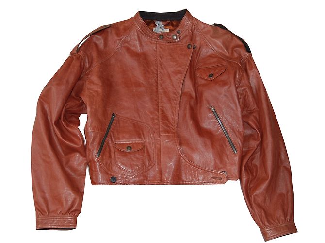 Kenzo Bikerjacke aus Lammleder in Orange und Caramel Karamell