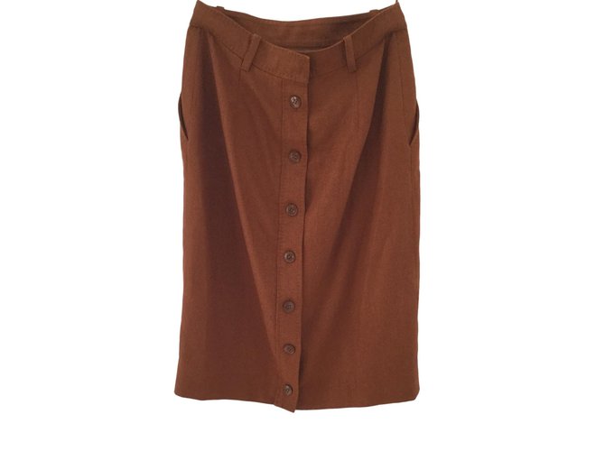 Hermès Skirt Brown Linen  ref.73521
