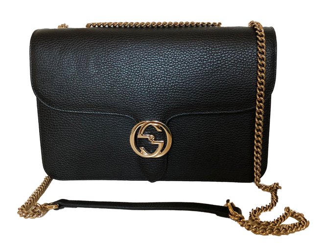 Gucci Interlocking Cuir Noir  ref.73535