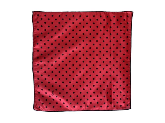 Yves Saint Laurent Silk scarves Black Red  ref.73538