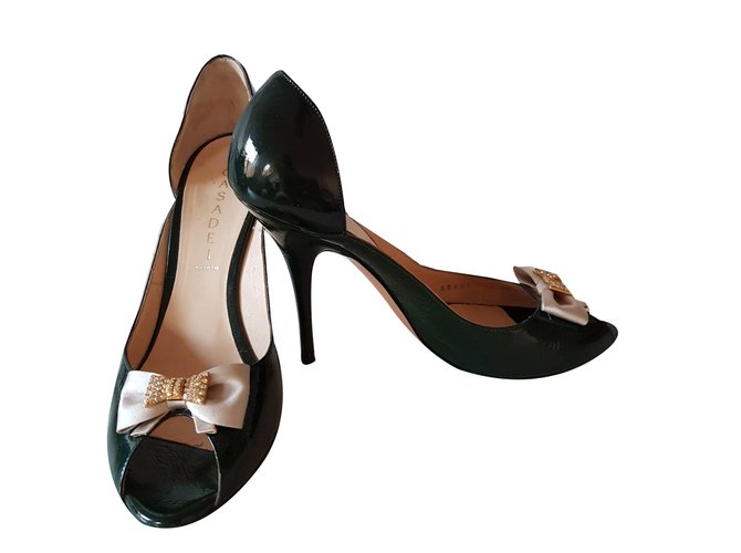 Casadei Heels Green Patent leather  ref.73555