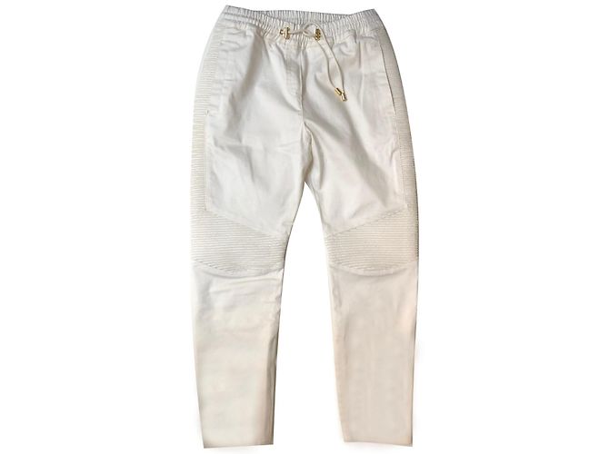 Balmain Bikerhose Creme Baumwolle Roh
