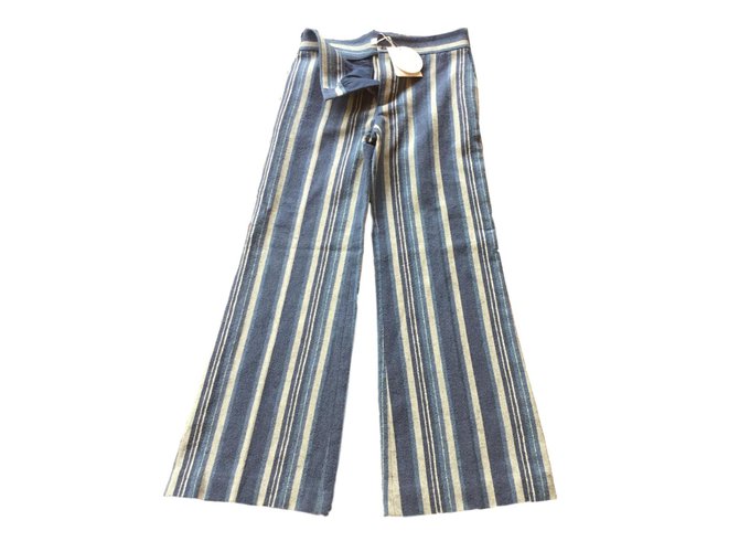 Chloé Pantalons Coton Bleu  ref.73579