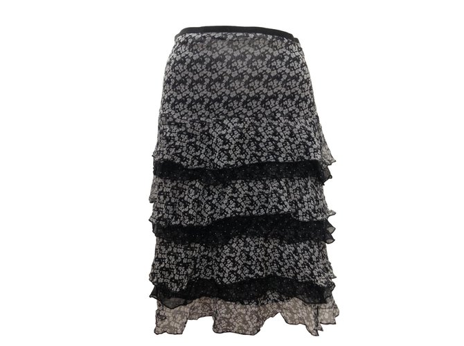Marella Skirts Black White Silk  ref.73591