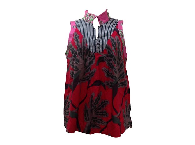 Top sem mangas com padrão floral One step Algodão Viscose Multicor