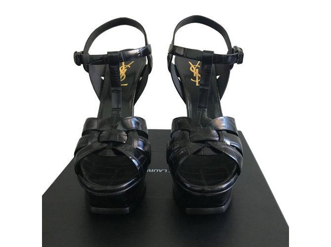 Yves Saint Laurent Tribute sandals Black Leather  ref.73606