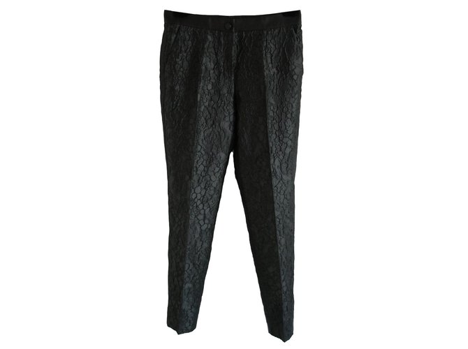 Dolce & Gabbana Pantalons Soie Polyester Acrylique Noir  ref.73620