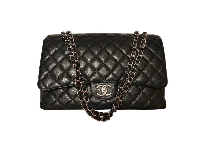 Chanel Maxi Jumbo Black Leather  ref.73640