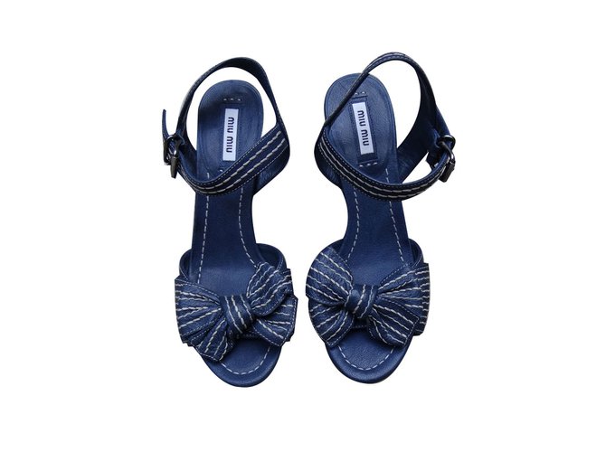 Miu Miu Sandales Cuir Bleu  ref.73651