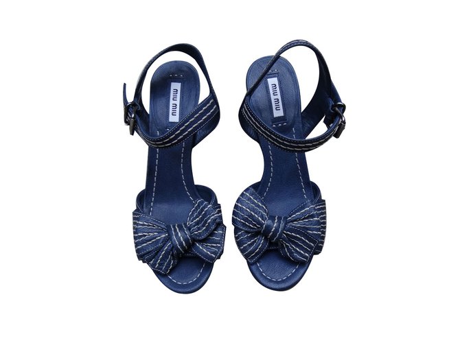 Miu Miu sandals Blue Leather  ref.73651