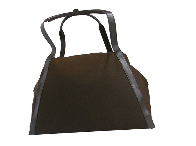 Gucci Travel bag Brown Patent leather Nylon  ref.73739
