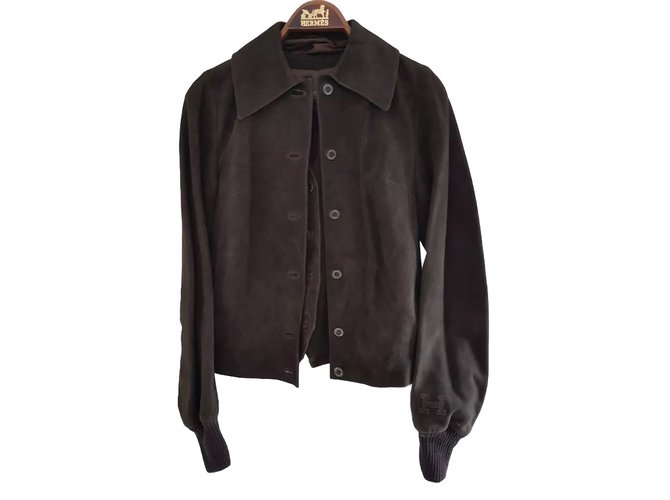 Hermès Jacket Dark brown Lambskin  ref.73765
