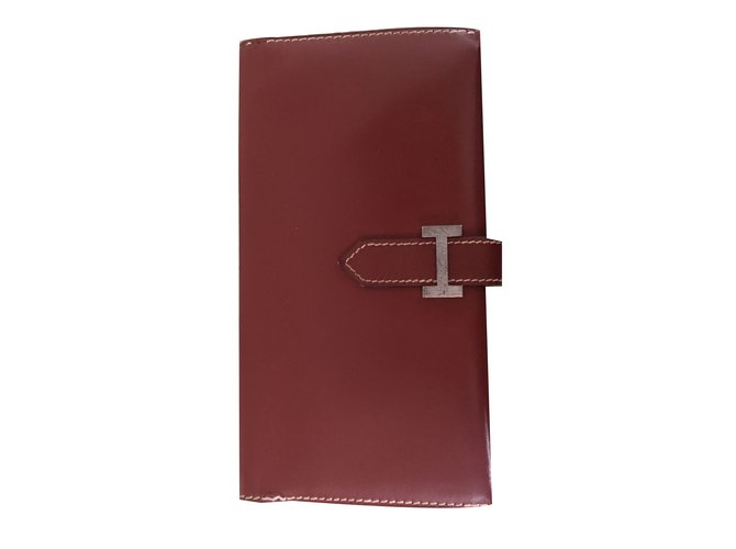 Hermès Béarn Bordeaux Couro  ref.73882