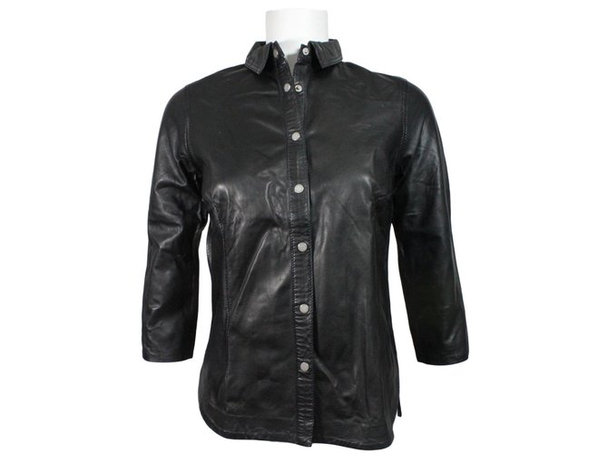 Zadig & Voltaire Zadig Voltaire Deluxe camisa / chaqueta de cuero Negro  ref.74017