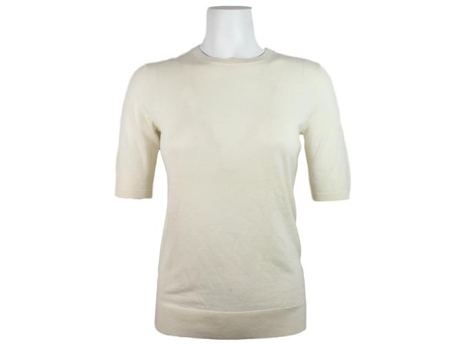 Top de lã de merino Theory Creme S Cru