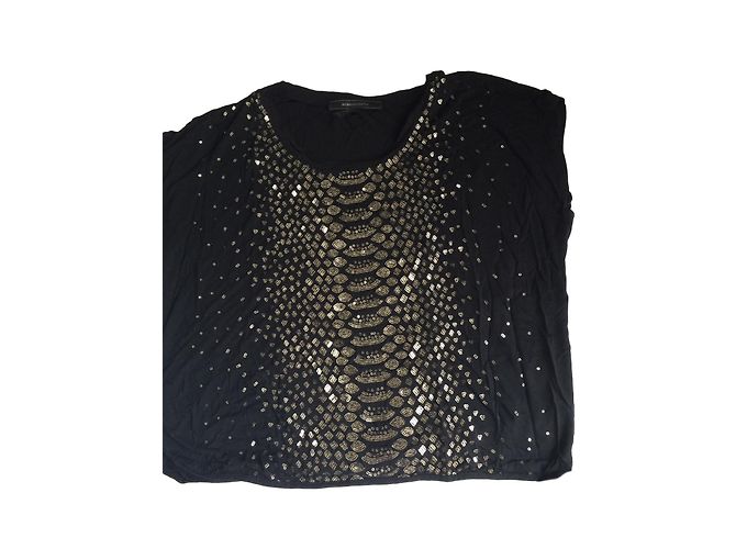 Camiseta de algodón negra Bcbg Max Azria Negro