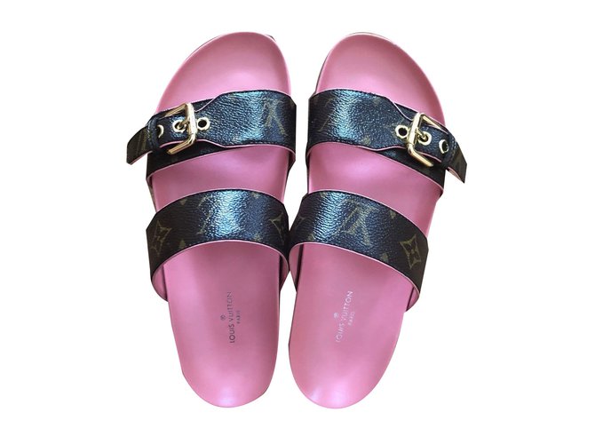 Louis Vuitton Monogram Sandals slippers EU 36 Brown Leather  ref.74135