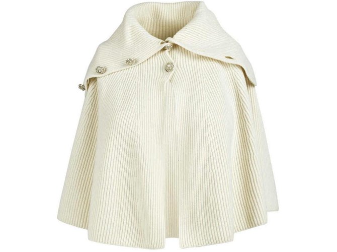 Chanel Cream Wool Knit Cape FR34 ref.74137 - Joli Closet