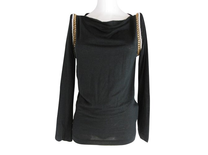 Sacai Luck Tops Polyester Lin Noir  ref.74179