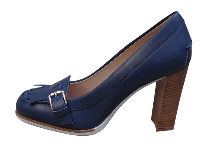 Tod's Pumps Heels Leather Blue ref 