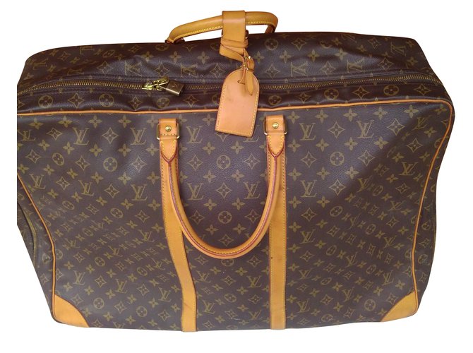 Louis Vuitton Sirius 65 Suitcase Dark brown Leather Cloth  ref.74237