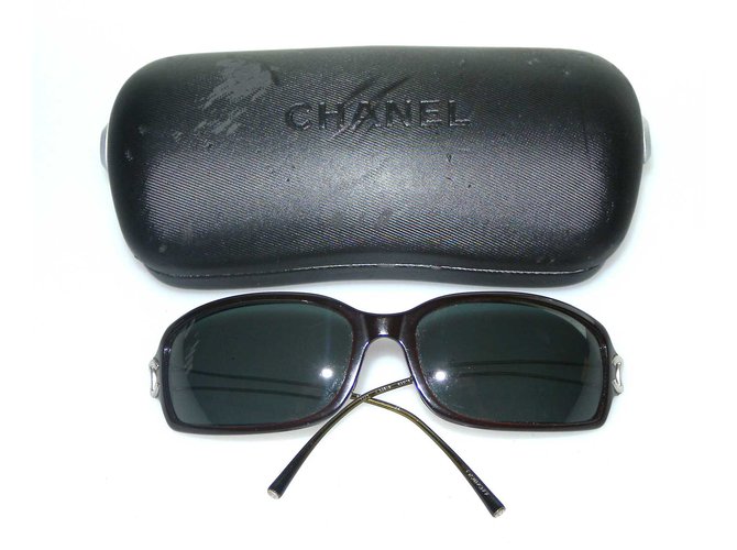 Chanel Oculos escuros Prata Castanho escuro Metal Plástico  ref.74239