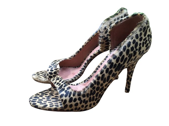 Décolleté Les Prairies de Paris Leopardato in Pelle di Vitello Stampa leopardo