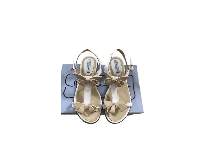 Autre Marque Sandali per bambini in pelle bianca e oro Bianco