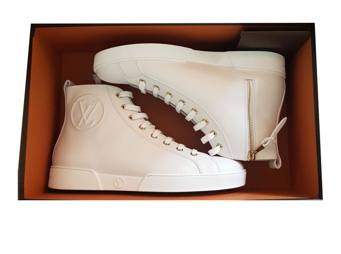 Louis Vuitton zapatillas Blanco Cuero  ref.74403
