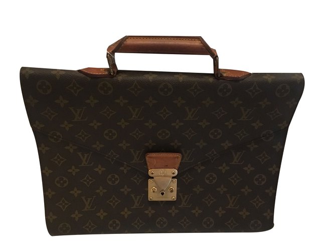 Louis Vuitton Kourad Vintage Brown Leather Cloth  ref.74461