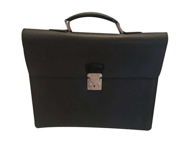 Louis Vuitton Kourad - Vintage Black Leather Cloth  ref.74464